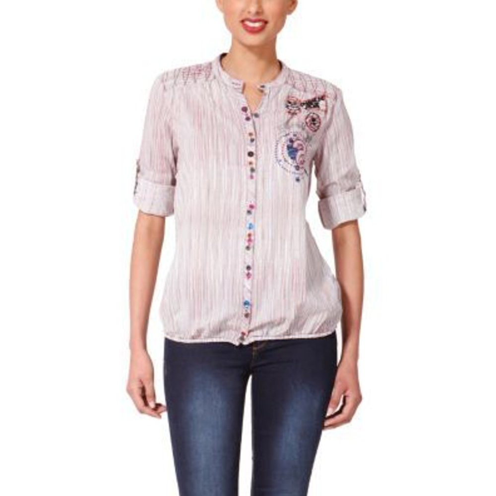 🌷EUC🌷Desigual Women's Lorens Long-Sleeve Shirt with Colored Buttons, Women L